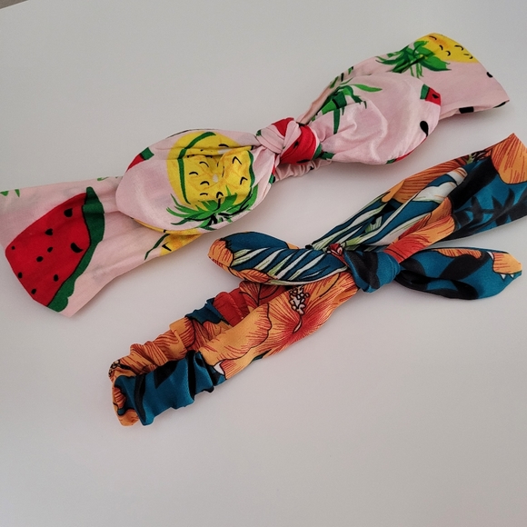 TWO HEADBANDS with fruit and tropical designs for women, hair accessories - Picture 2 of 11